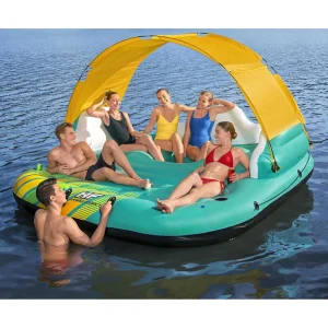 Île de piscine gonflable 5 personnes 291 x 265 cm avec pare-soleil – vue principale