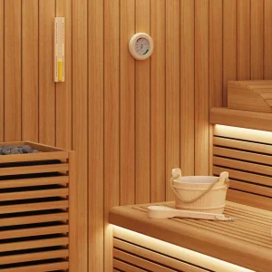 Kit accessoires de sauna 4 pièces en pin marron – vue principale