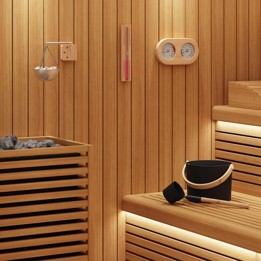 Kit accessoires de sauna noir en aluminium et pin – vue principale