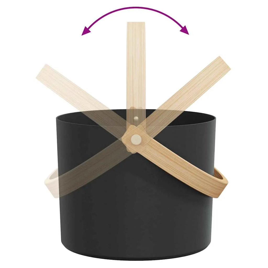 Kit accessoires de sauna noir en aluminium et pin – vue de dessus