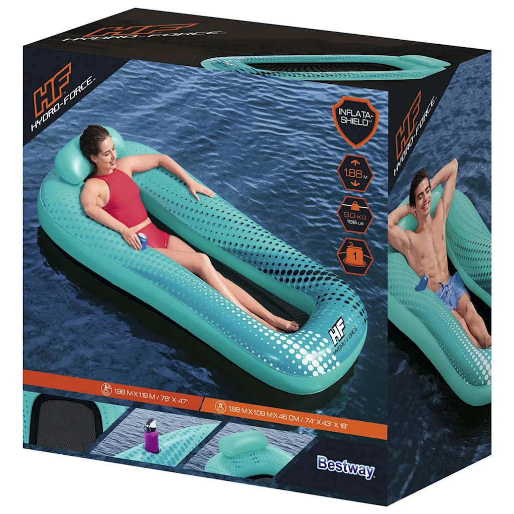 Matelas flottant en maille 188 x 109 cm bleu – vue de côté