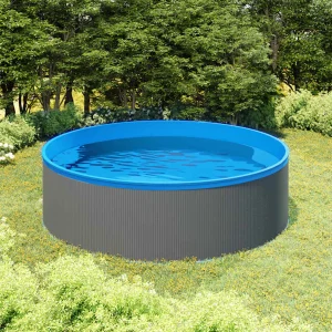 Piscine autoportante ronde 350 x 90 cm grise avec skimmer et pompe – vue principale