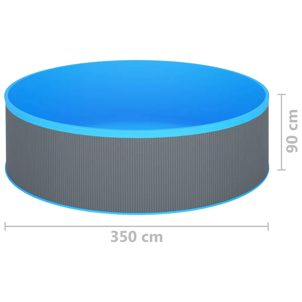 Piscine autoportante ronde 350 x 90 cm grise avec skimmer et pompe – vue de dos