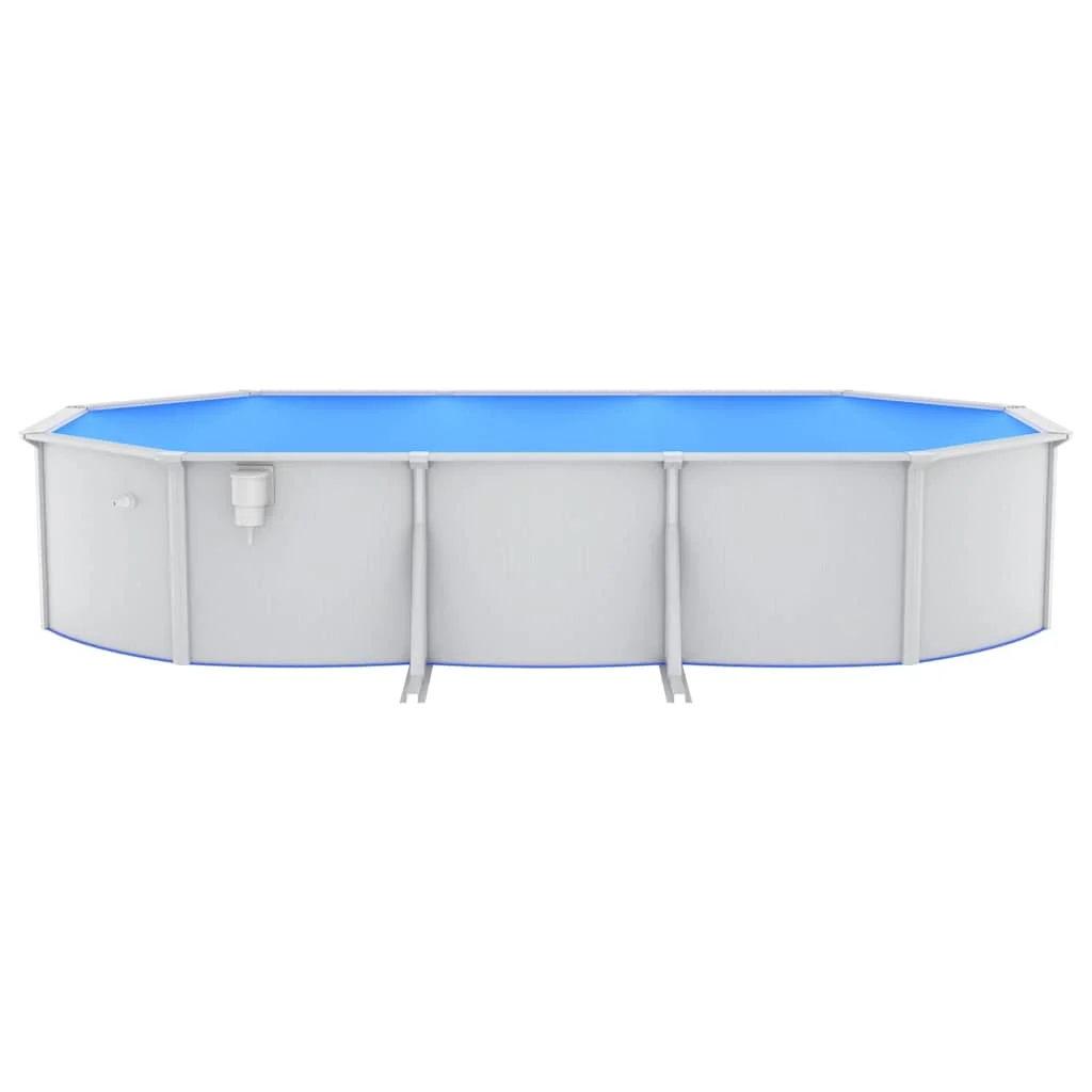 Piscine tubulaire ovale 490 ou 610 x 360 x 120 cm noire pompe à sable et échelle en option – vue de côté