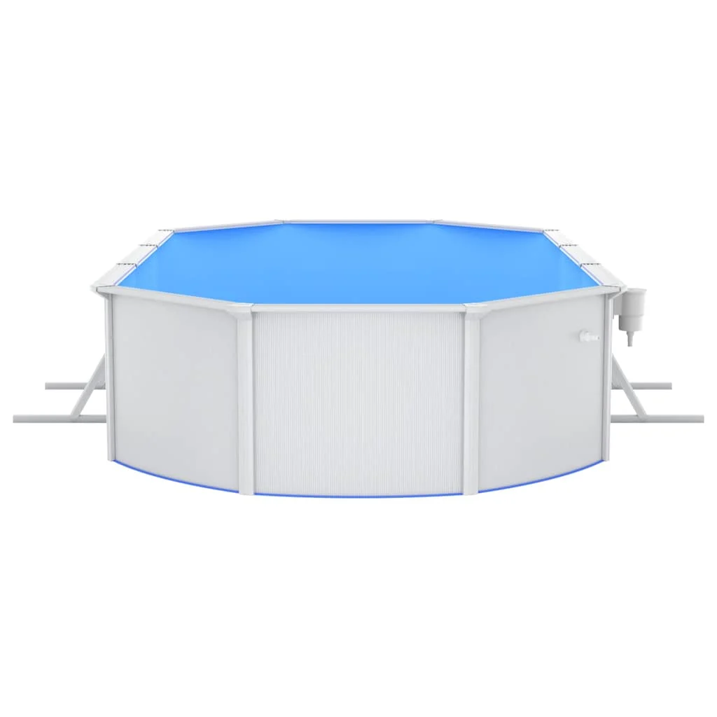 Piscine tubulaire ovale 490 ou 610 x 360 x 120 cm noire pompe à sable et échelle en option – vue en situation