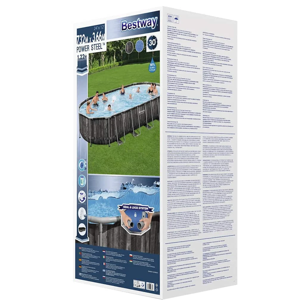Piscine tubulaire ovale 732 x 366 x 122 cm grise avec filtre à sable – vue complémentaire