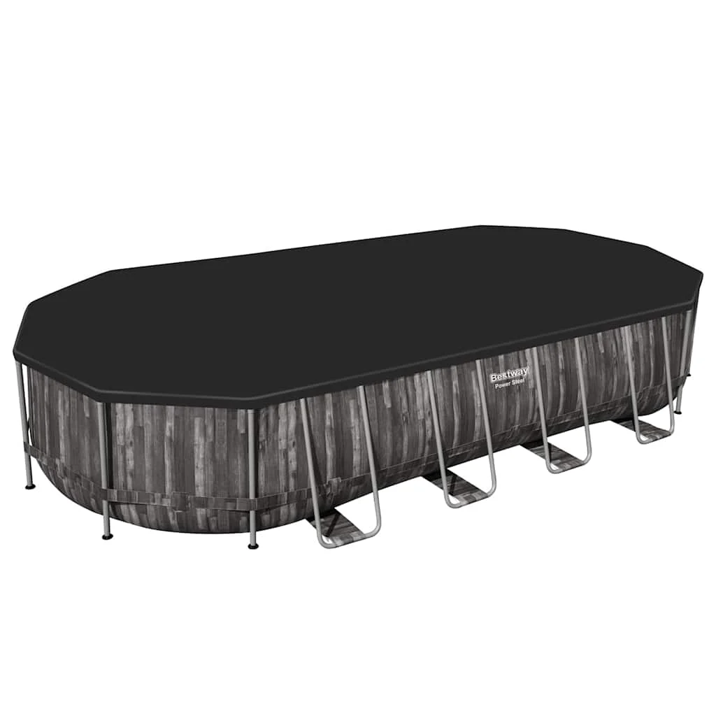 Piscine tubulaire ovale 732 x 366 x 122 cm grise avec filtre à sable – vue rapprochée