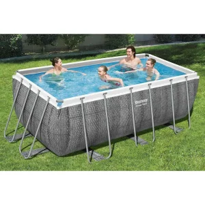 Piscine tubulaire rectangulaire 412 x 201 x 122 cm avec filtre à sable et échelle – vue principale