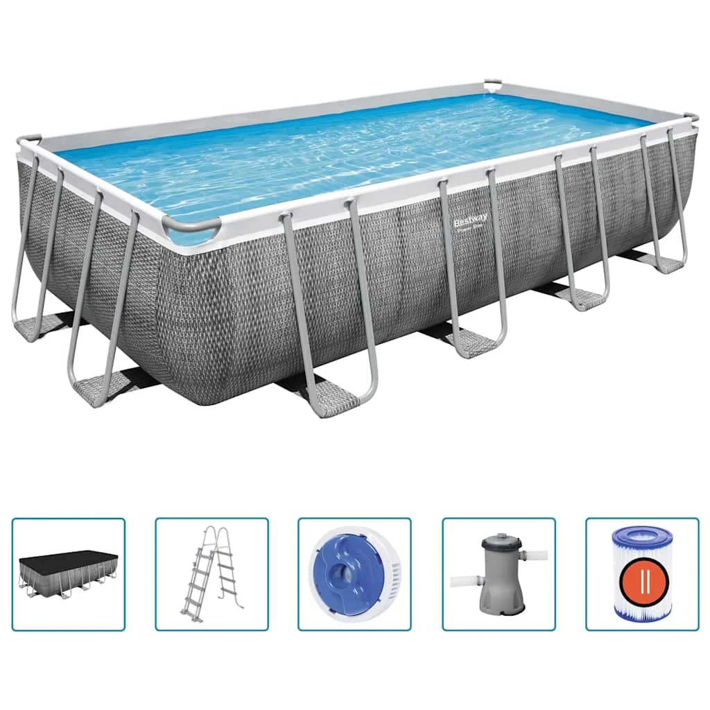 Piscine tubulaire rectangulaire 488 x 244 x 122 cm avec filtre à sable – vue d'ensemble