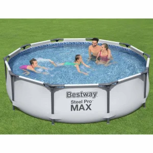 Piscine tubulaire ronde 305 x 76 cm grise avec pompe et accessoires – vue principale