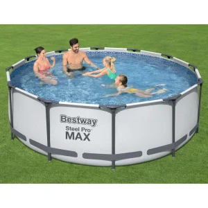 Piscine tubulaire ronde 366 x 100 cm bleue avec pompe et échelle – vue principale