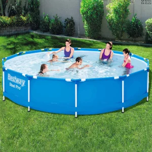 Piscine tubulaire ronde 366 x 76 cm crème avec pompe – vue principale