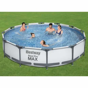 Piscine tubulaire ronde 366 x 76 cm grise avec pompe – vue principale