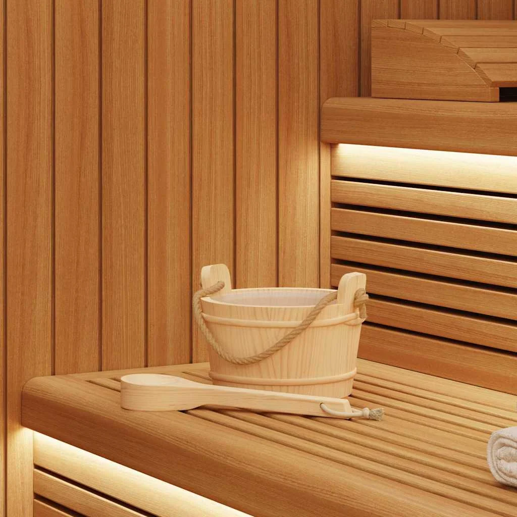 Seau de sauna avec louche en pin massif marron – vue principale