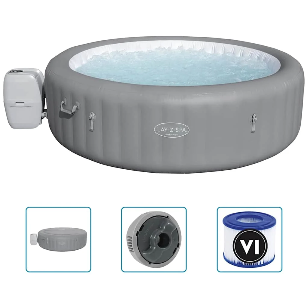 Spa gonflable rond 7 places Ø 236 cm gris clair – vue d'ensemble