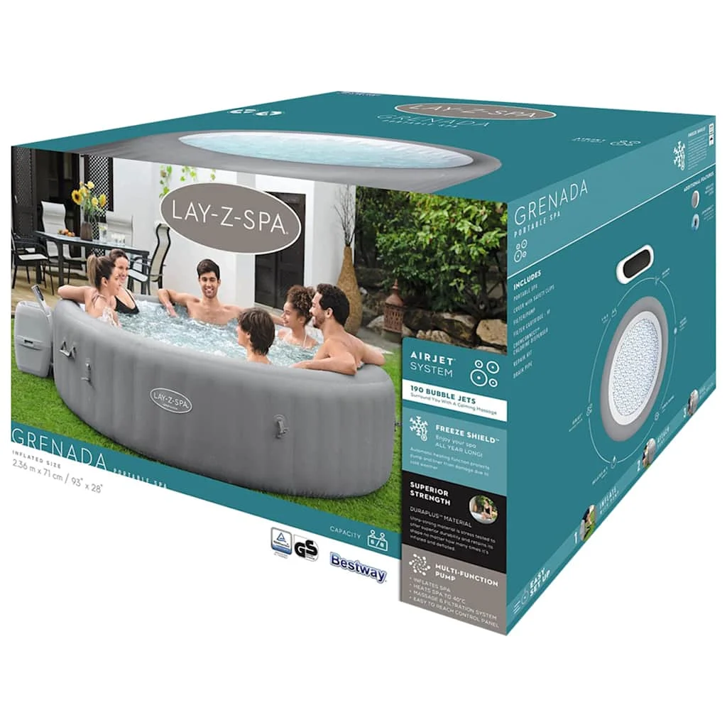 Spa gonflable rond 7 places Ø 236 cm gris clair – vue en situation