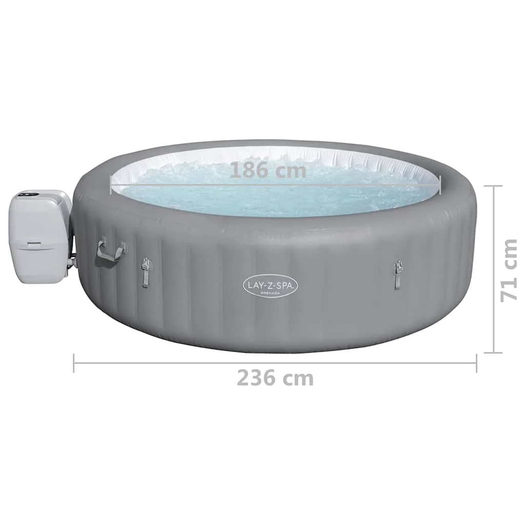 Spa gonflable rond 7 places Ø 236 cm gris clair – vue des dimensions