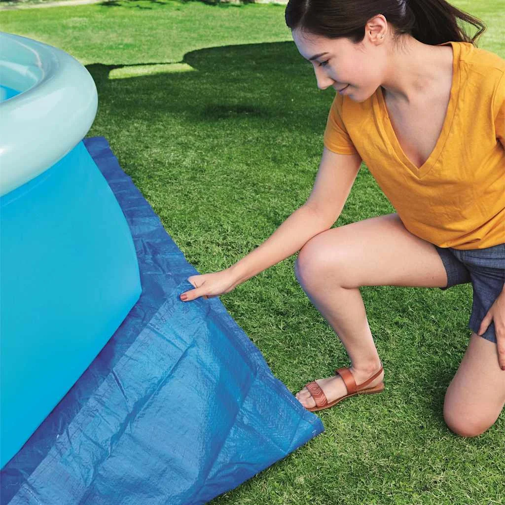 Tapis de sol pour piscine 335 x 335 cm bleu – vue de dessus