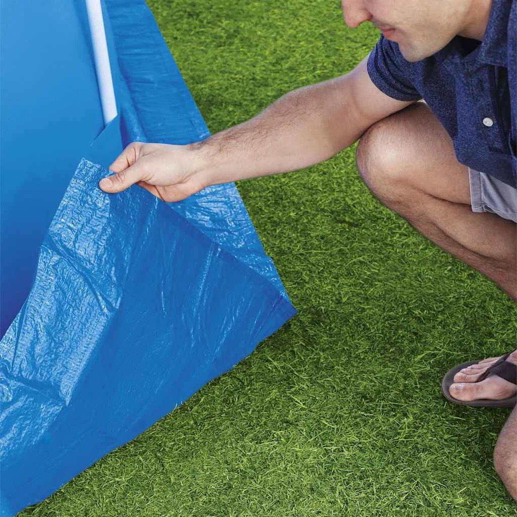 Tapis de sol pour piscine 335 x 335 cm bleu – vue des accessoires