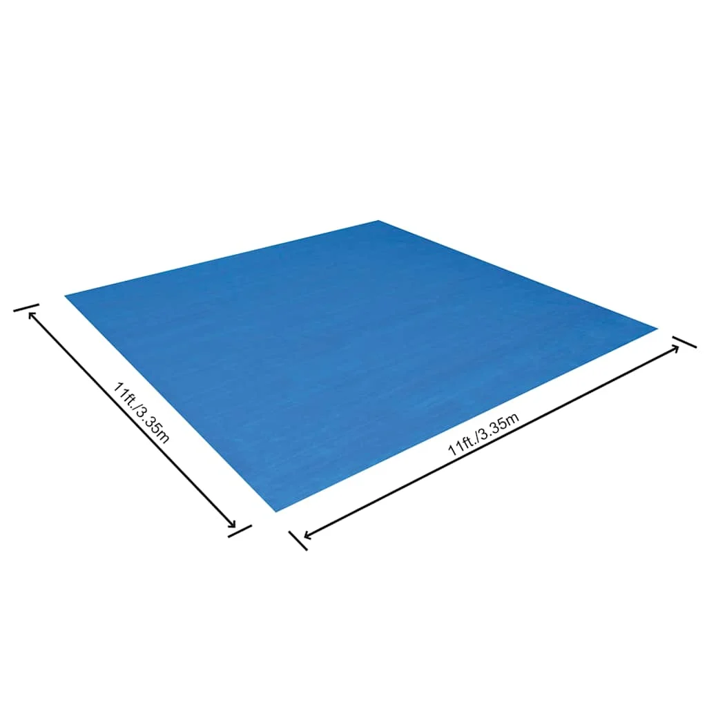 Tapis de sol pour piscine 335 x 335 cm bleu – vue des dimensions